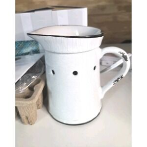 Scentsy Prairie Pitcher Warmer Rustic Farmhouse White Full Sized NEW